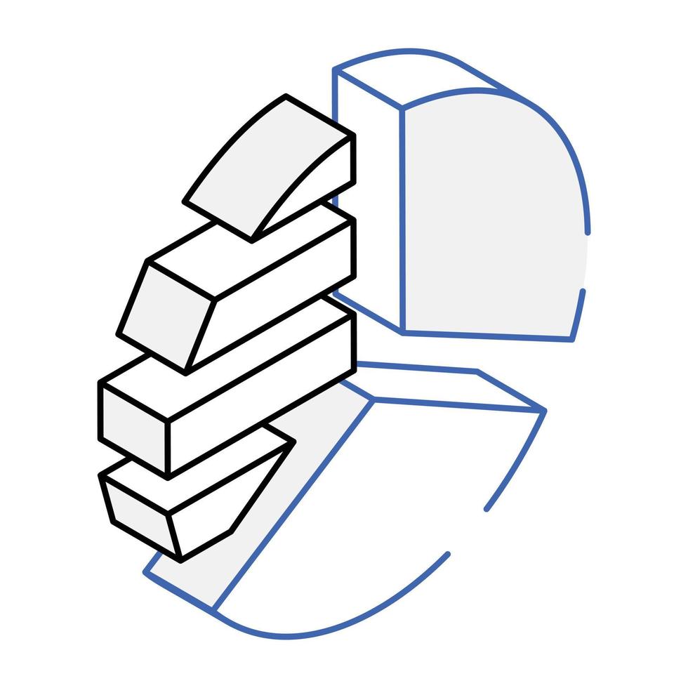 icona isometrica moderna del grafico a torta vettore