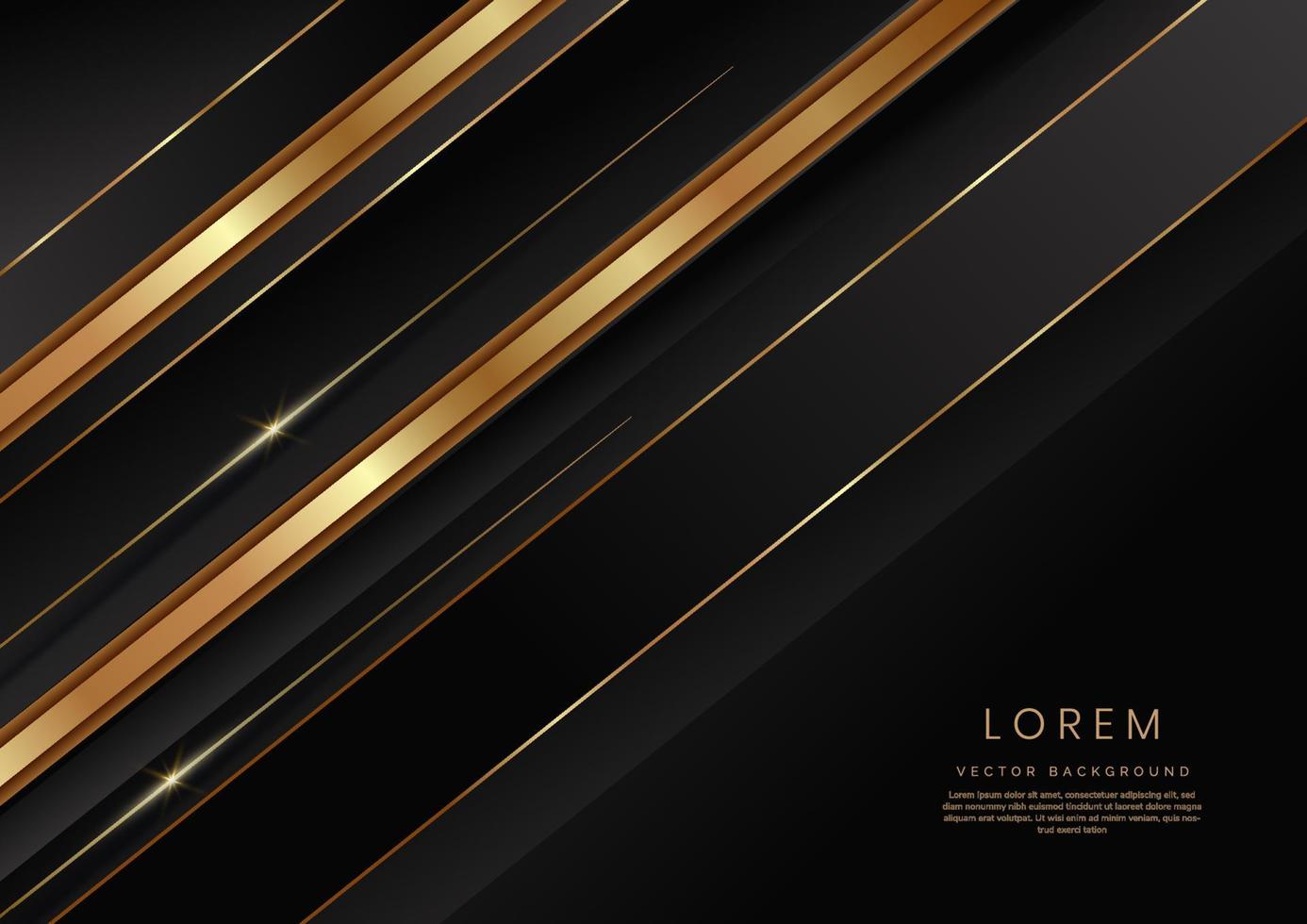 linee d'oro eleganti astratte diagonali su sfondo nero. stile di lusso con copia spazio per il testo. vettore