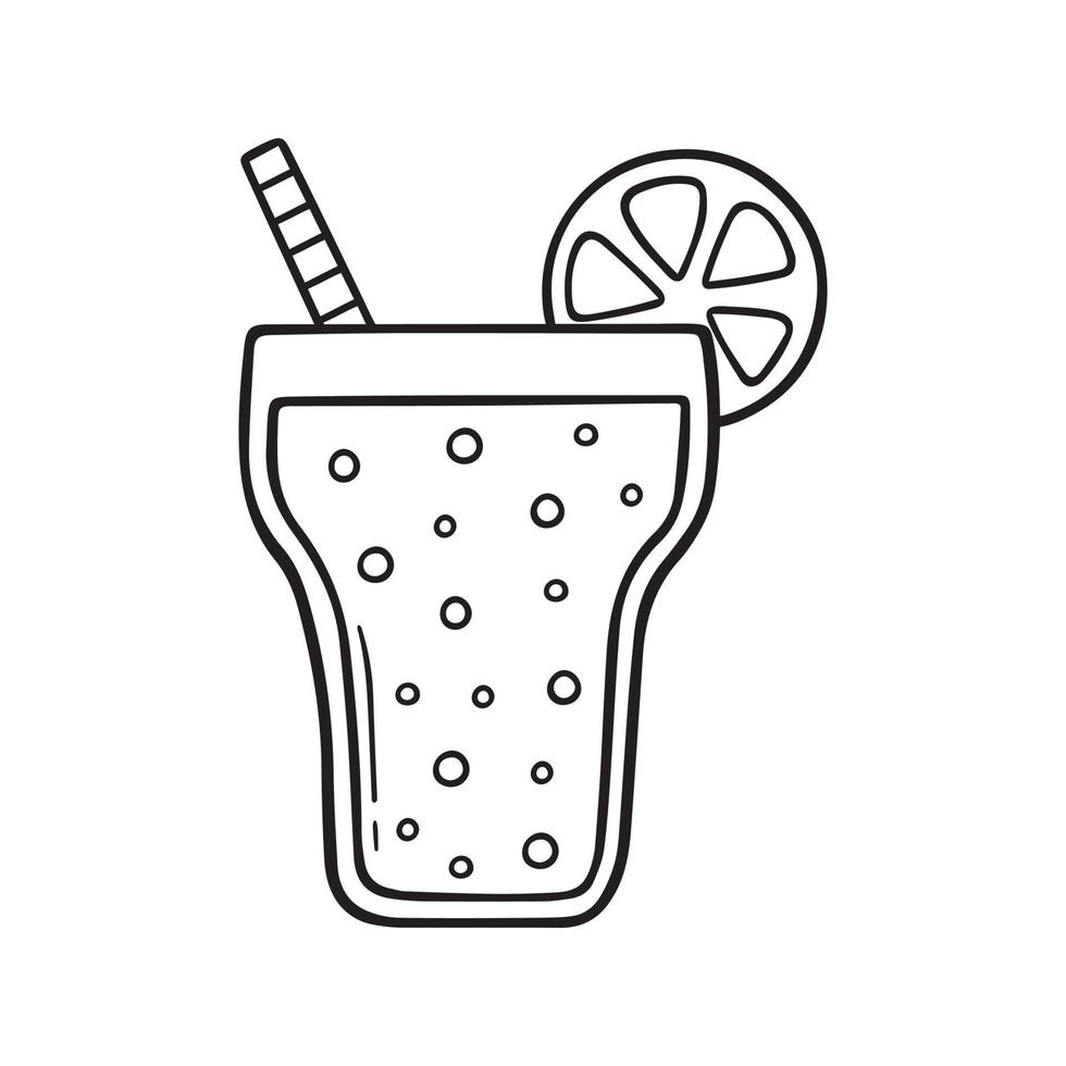 cocktail estivo disegnato a mano. stile di schizzo di scarabocchio. illustrazione vettoriale isolato su sfondo bianco.