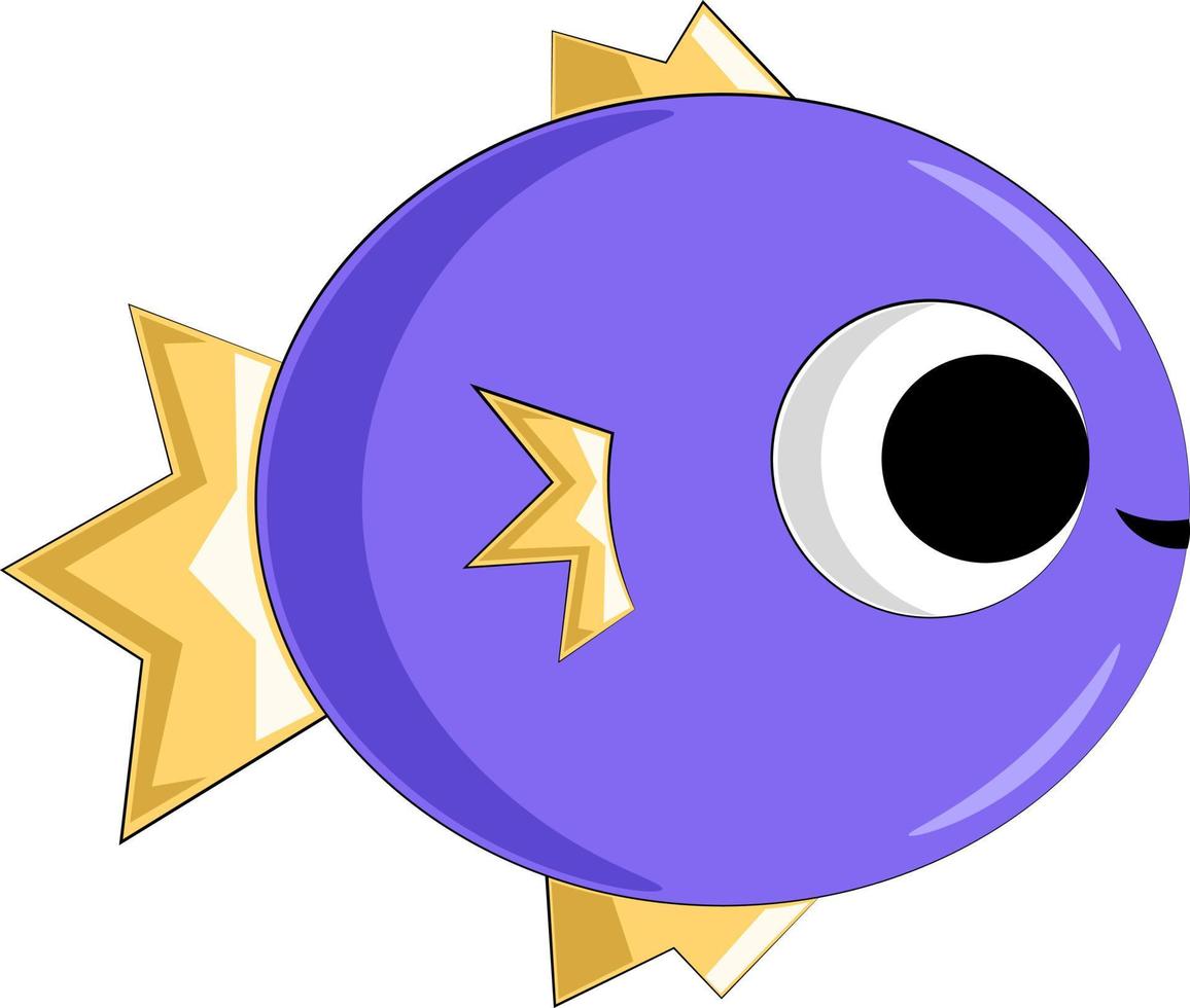 pesciolino simpatico cartone animato. disegnare l'illustrazione a colori vettore