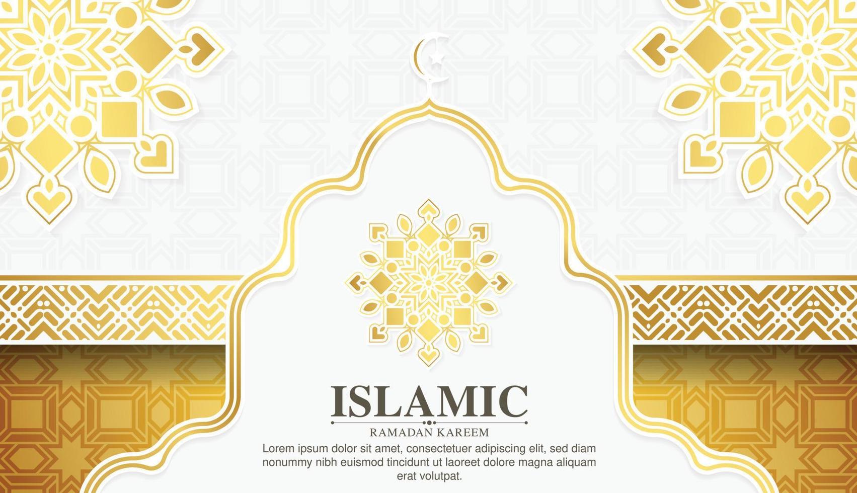 elegante sfondo bianco e oro con decorazione ramadan kareem vettore