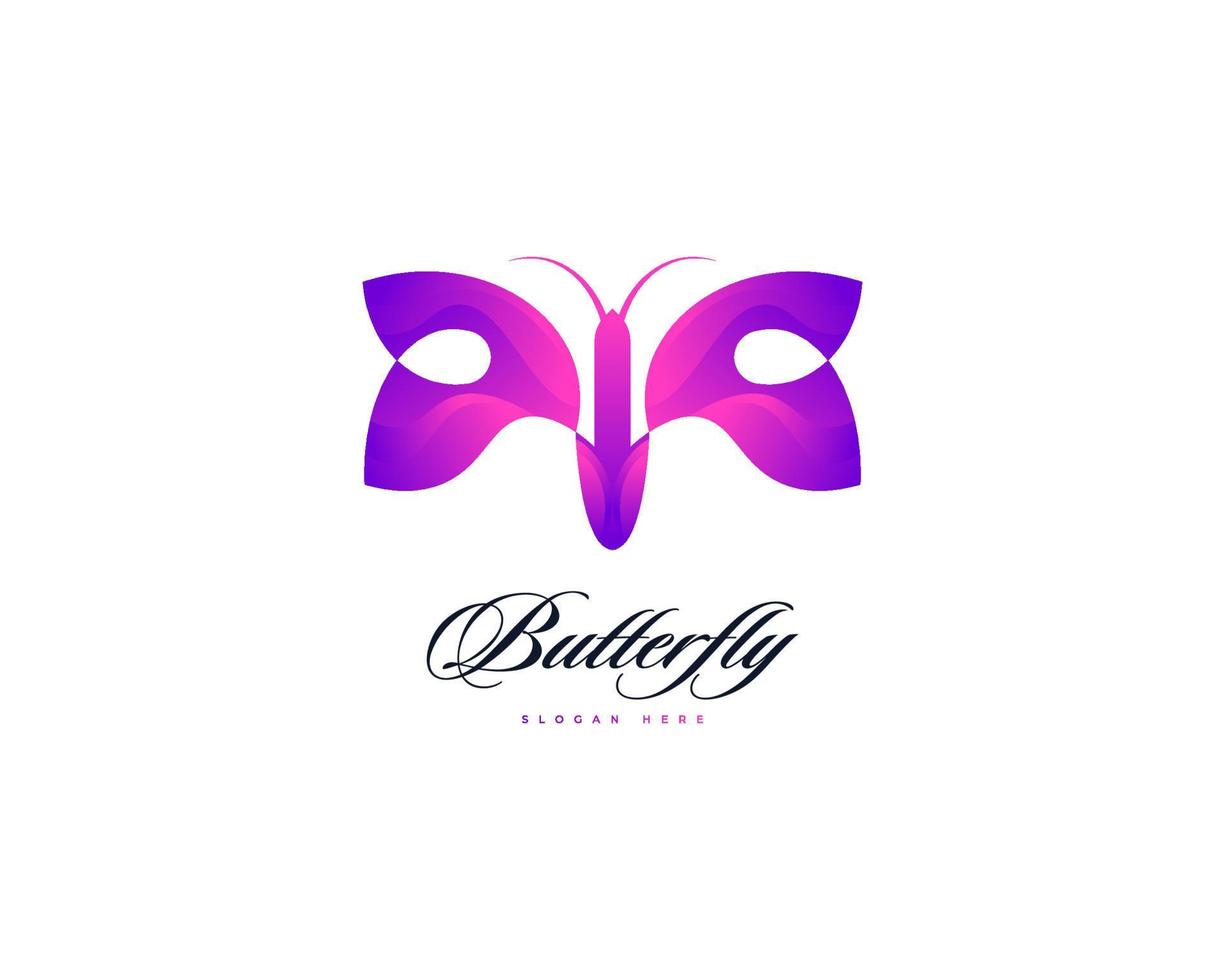 logo o icona della farfalla colorata. illustrazione minimalista del logo della farfalla con lo stile della linea per l'identità del marchio vettore