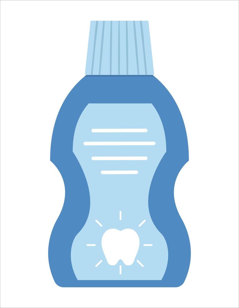 bottiglia con icona di collutorio isolata su sfondo bianco. strumento per la cura dei denti di vettore. elemento per la pulizia dei denti. illustrazione dell'attrezzatura odontoiatrica. liquido di risciacquo dentista vettore