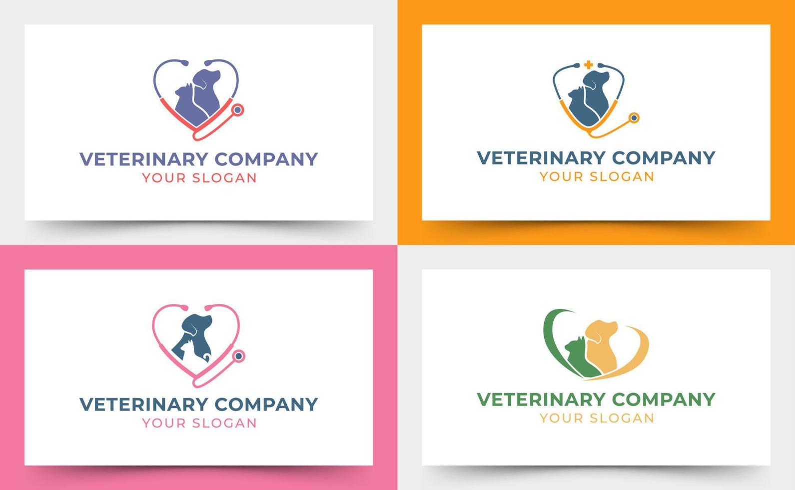 logo veterinario cane gatto vettore