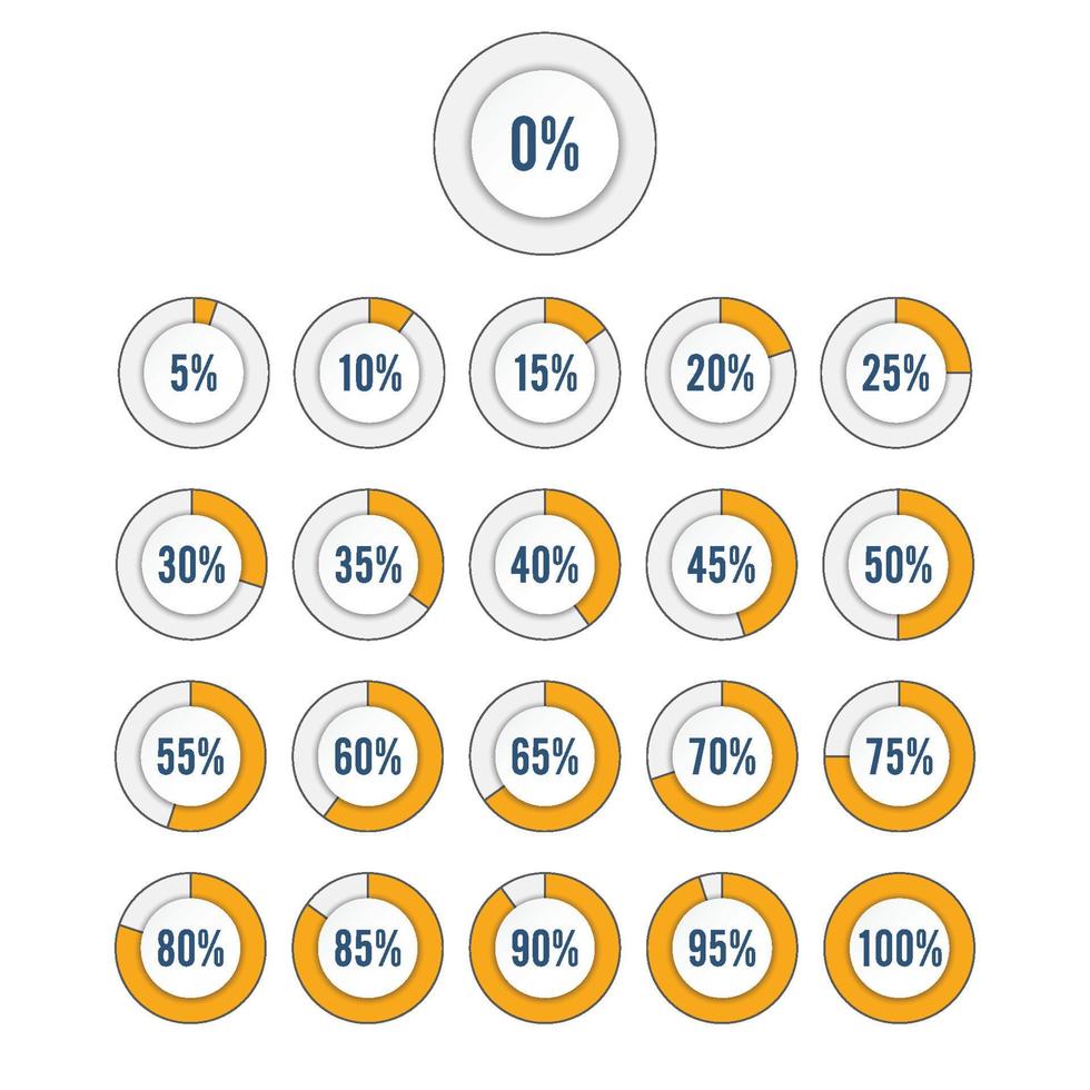 set di diagrammi percentuali circolari per elementi di design infografica vettore