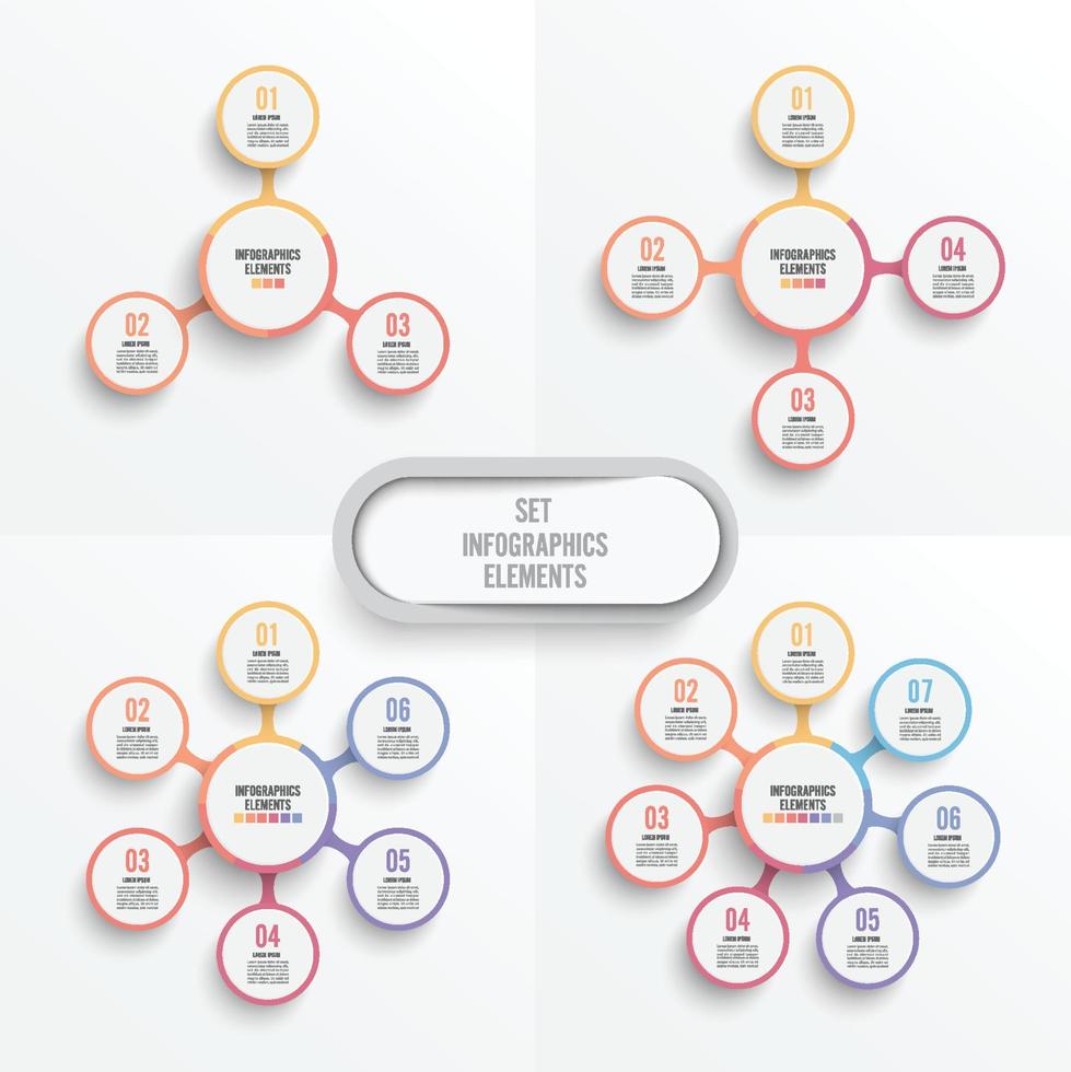 impostare il modello di infografica vettoriale con etichetta di carta 3d, cerchi integrati. concetto di business con opzioni. per contenuto, diagramma, diagramma di flusso, passaggi, parti, infografica timeline, flusso di lavoro, grafico.