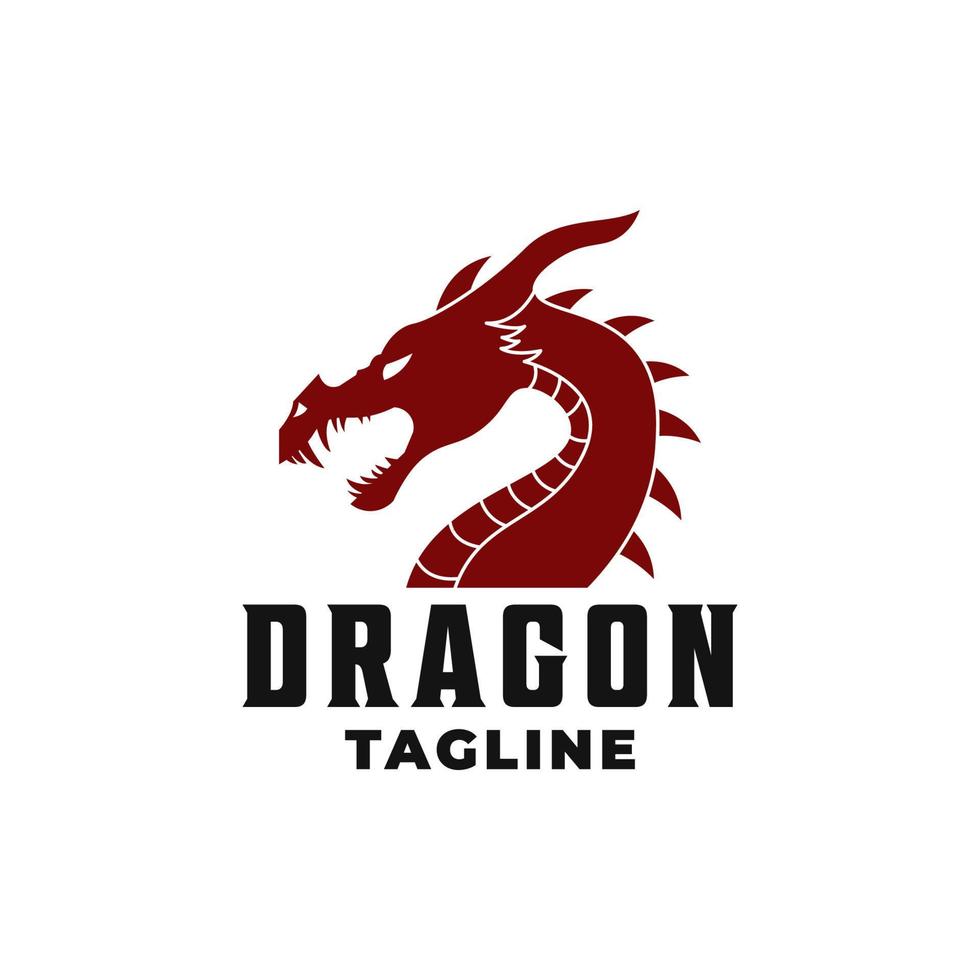 logo del drago con stile vintage, ispirazione del modello di progettazione dell'illustrazione vettoriale del logo del drago, elemento di design del logo del drago