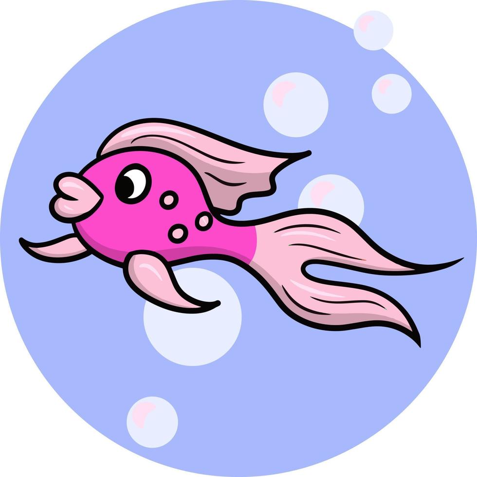 bellissimo pesce rosa dal mare tropicale, pesci d'acquario, illustrazione vettoriale cartone animato