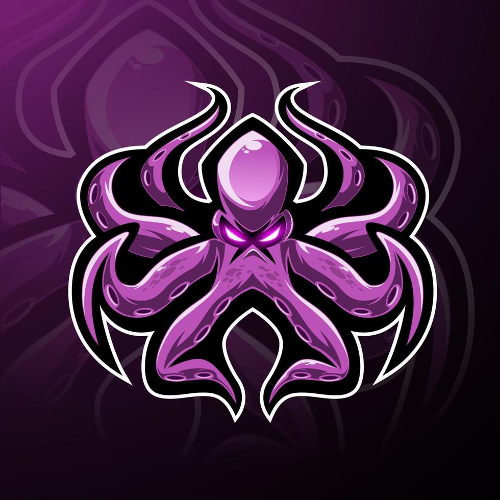 kraken polpo esport logo mascotte design vettore