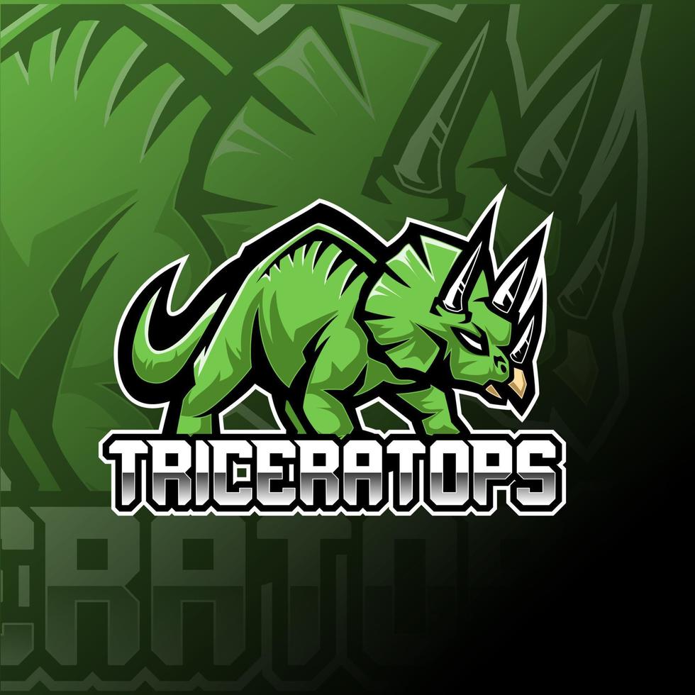 triceratopo esport mascotte logo design vettore