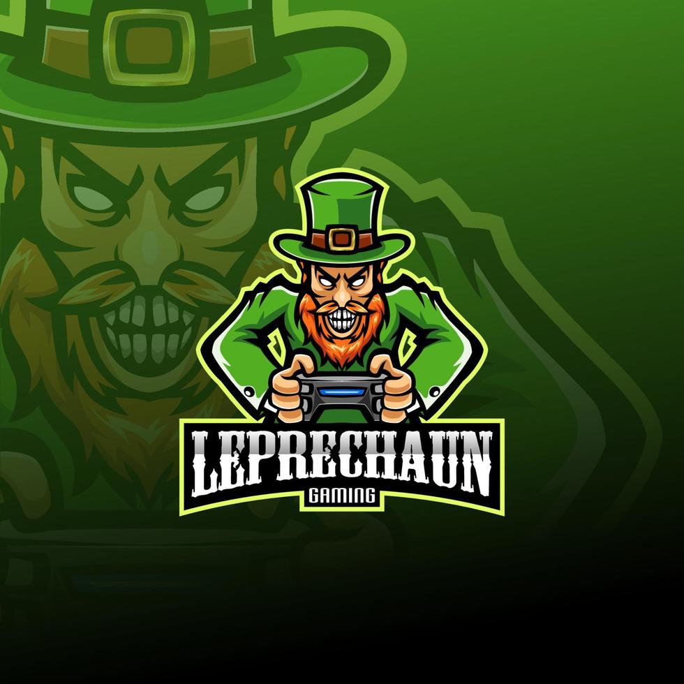 leprechaun esport mascot logo design vettore