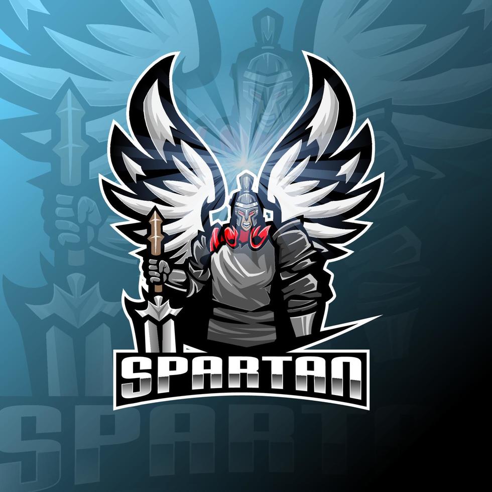 design del logo della mascotte esport spartano vettore