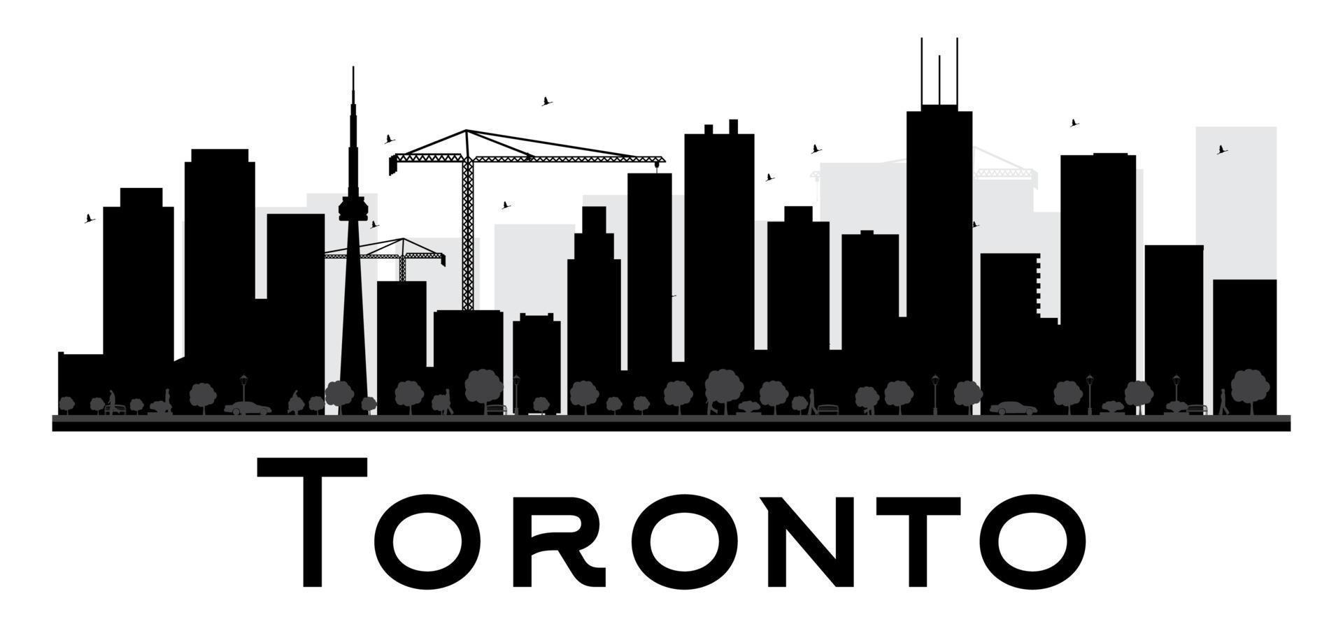 sagoma in bianco e nero dell'orizzonte della città di toronto vettore