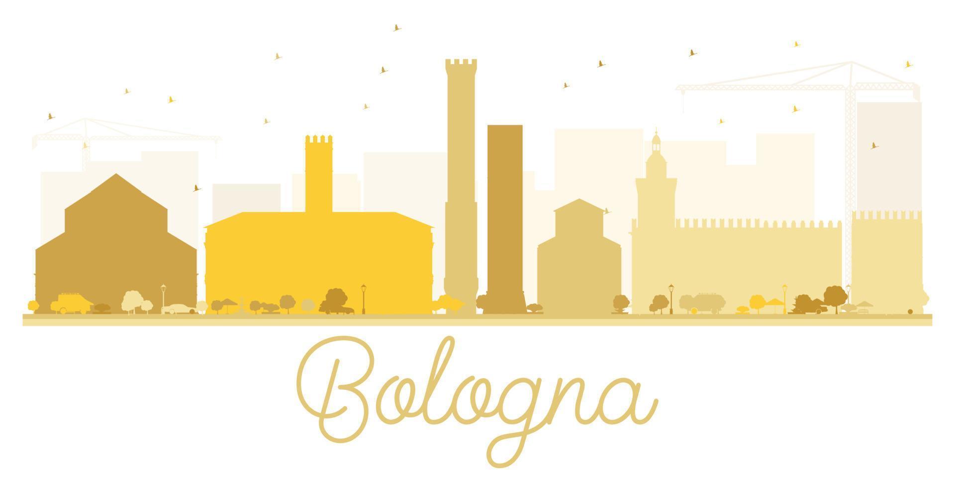 sagoma dorata dell'orizzonte della città di bologna. vettore