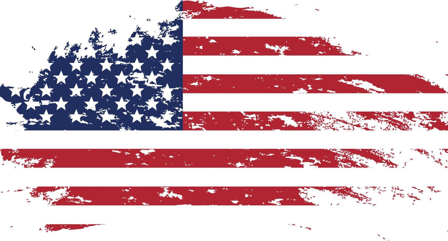 bandiera usa in stile grunge. pennellata usa flag.old sporca bandiera americana. simbolo americano. illustrazione raster vettore