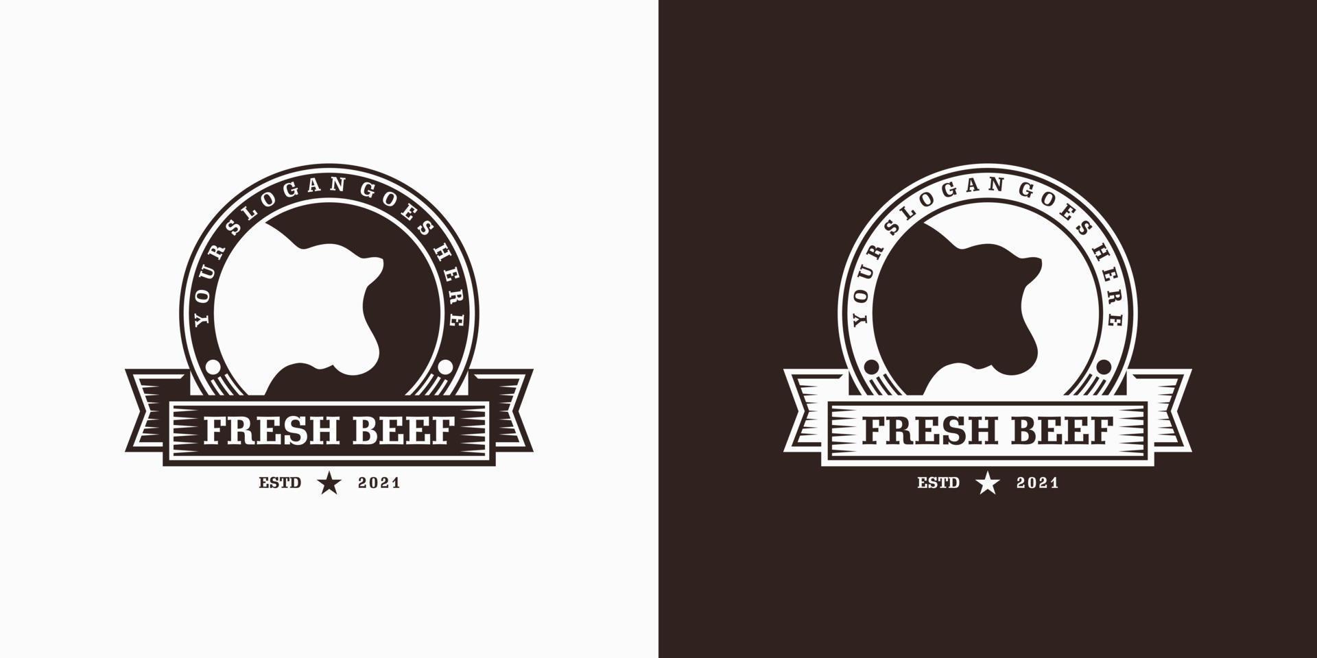 ispirazione logo vintage ranch, agricoltura, manzo, barbecue. vettore