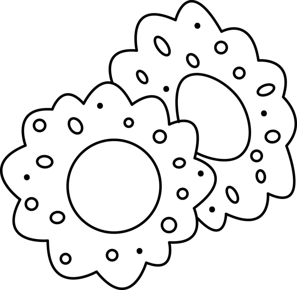 biscotti cracker, illustrazione di doodle di vettore. ecco due biscotti con motivo in buca, su sfondo bianco vettore