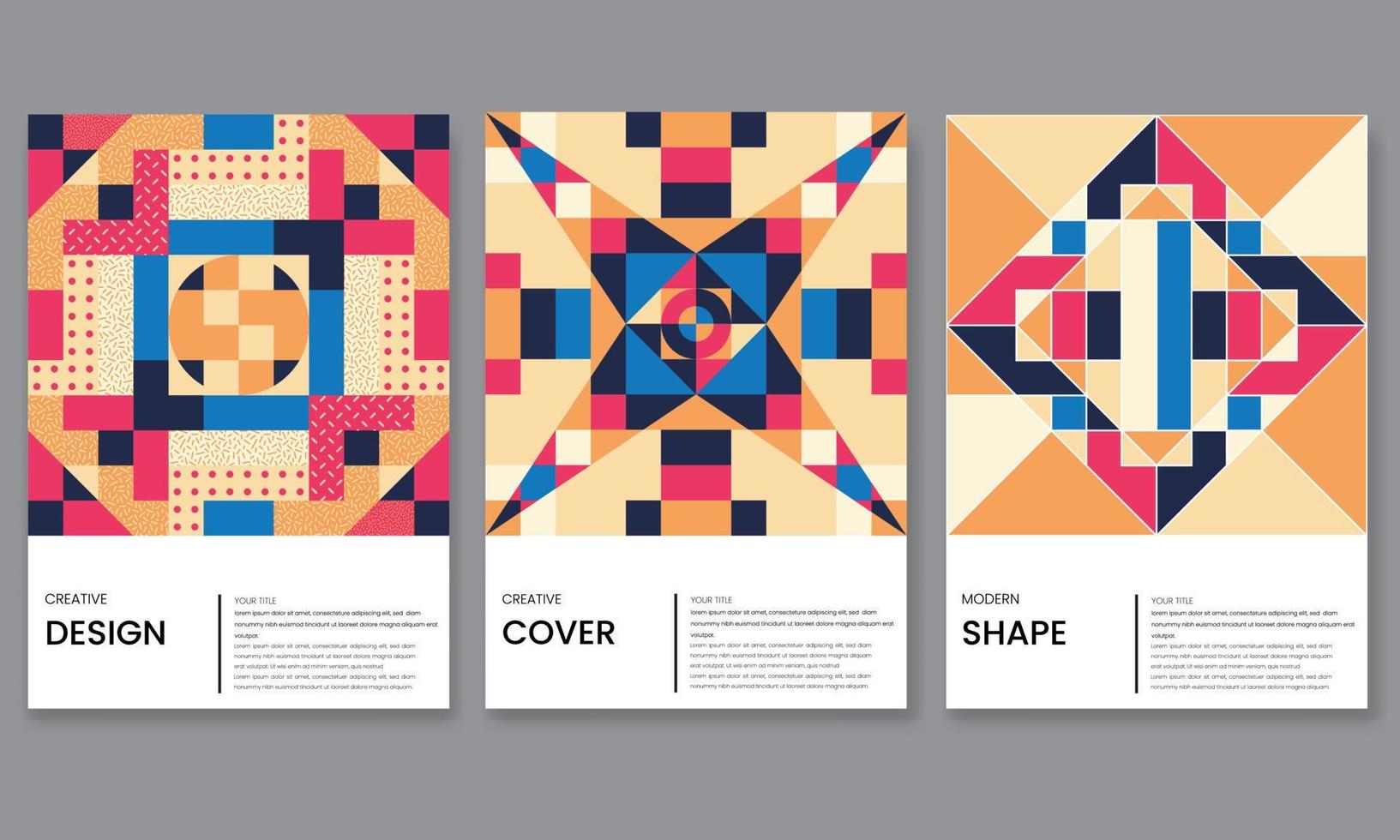 set di copertine astratte geometriche moderne. composizione di forme geometriche fresche e alla moda, design di copertine vettoriali. applicabile per poster, catalogo, sfondo, opuscolo, design di riviste ecc. vettore