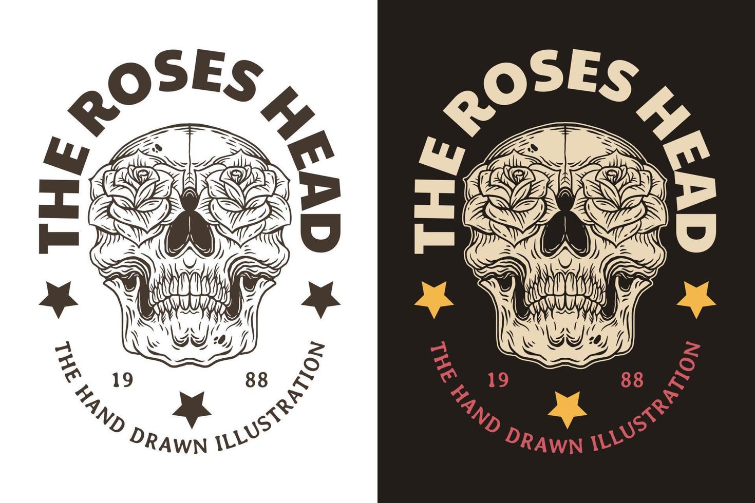set scuro illustrazione bestia cranio ossa testa disegnato a mano tratteggio contorno simbolo tatuaggio merce t-shirt merchandising vintage vettore