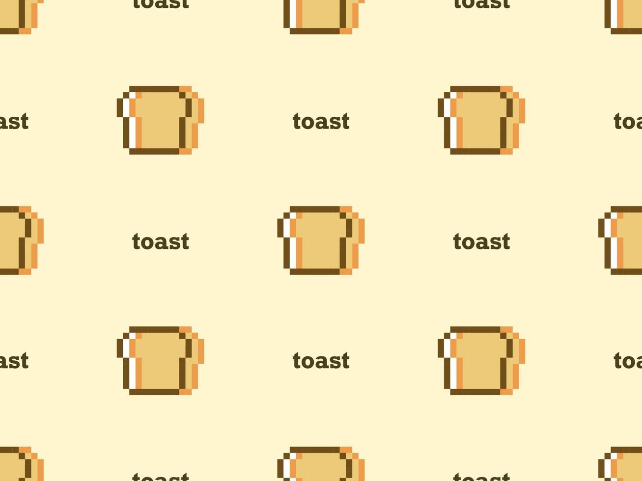 modello senza cuciture del personaggio dei cartoni animati di pane tostato su stile background.pixel giallo vettore