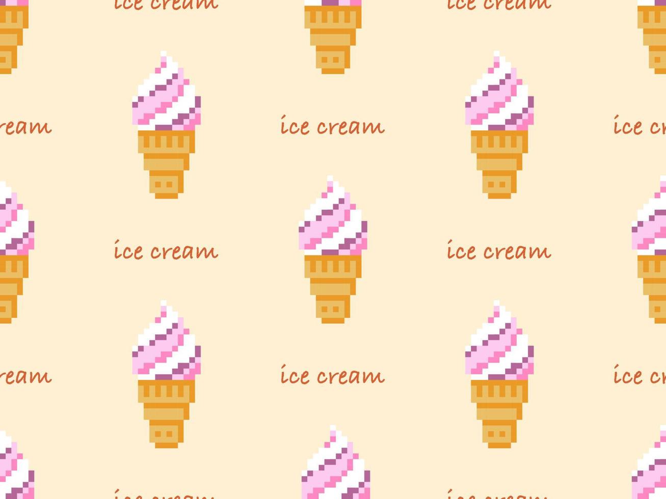 modello senza cuciture del personaggio dei cartoni animati del gelato su stile background.pixel giallo vettore