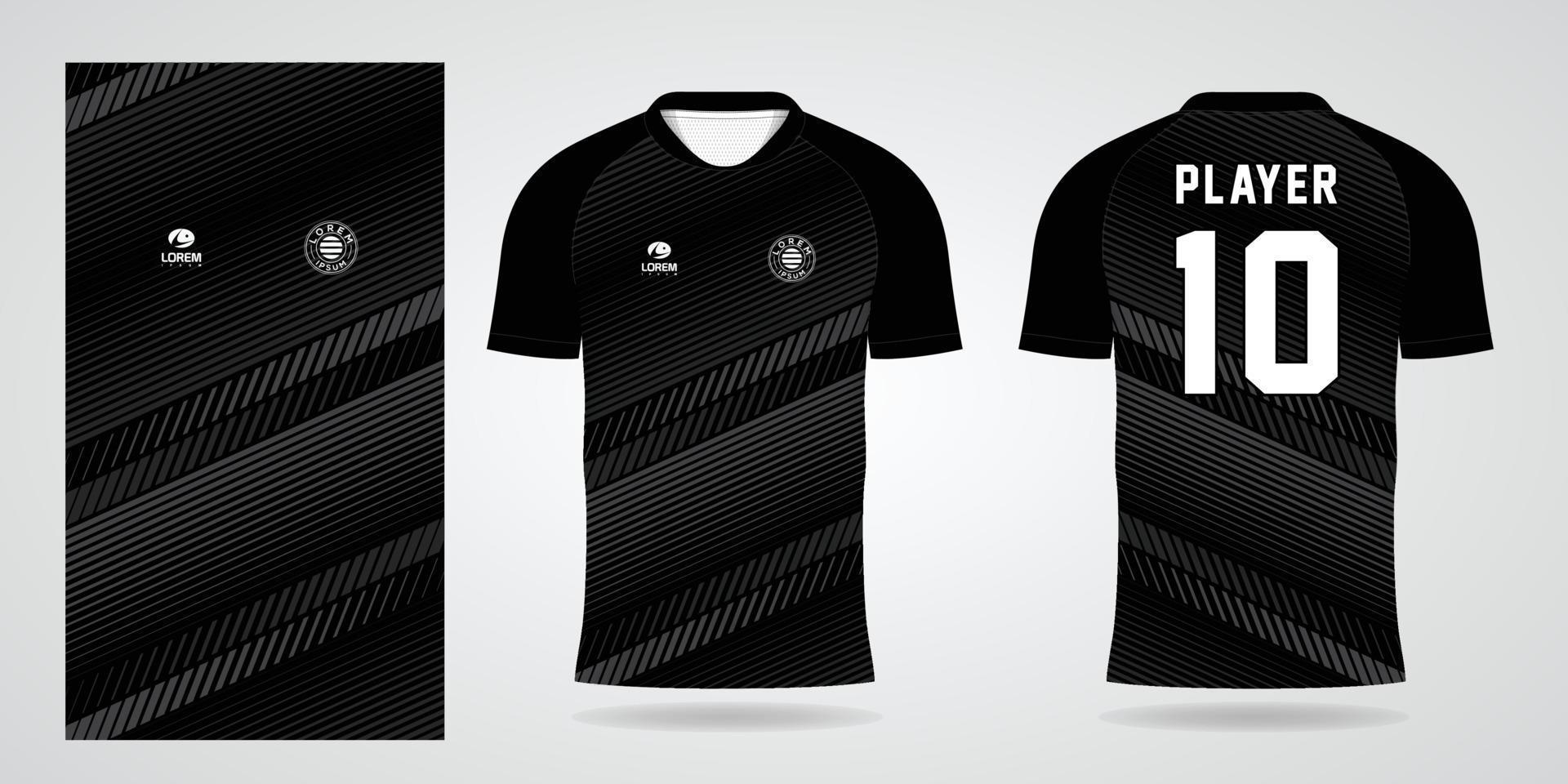 modello di design sportivo in jersey di calcio nero vettore