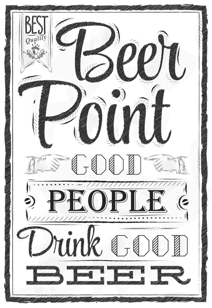 poster con le parole nella birra a punta di carbone le brave persone bevono una buona scritta di birra vettore