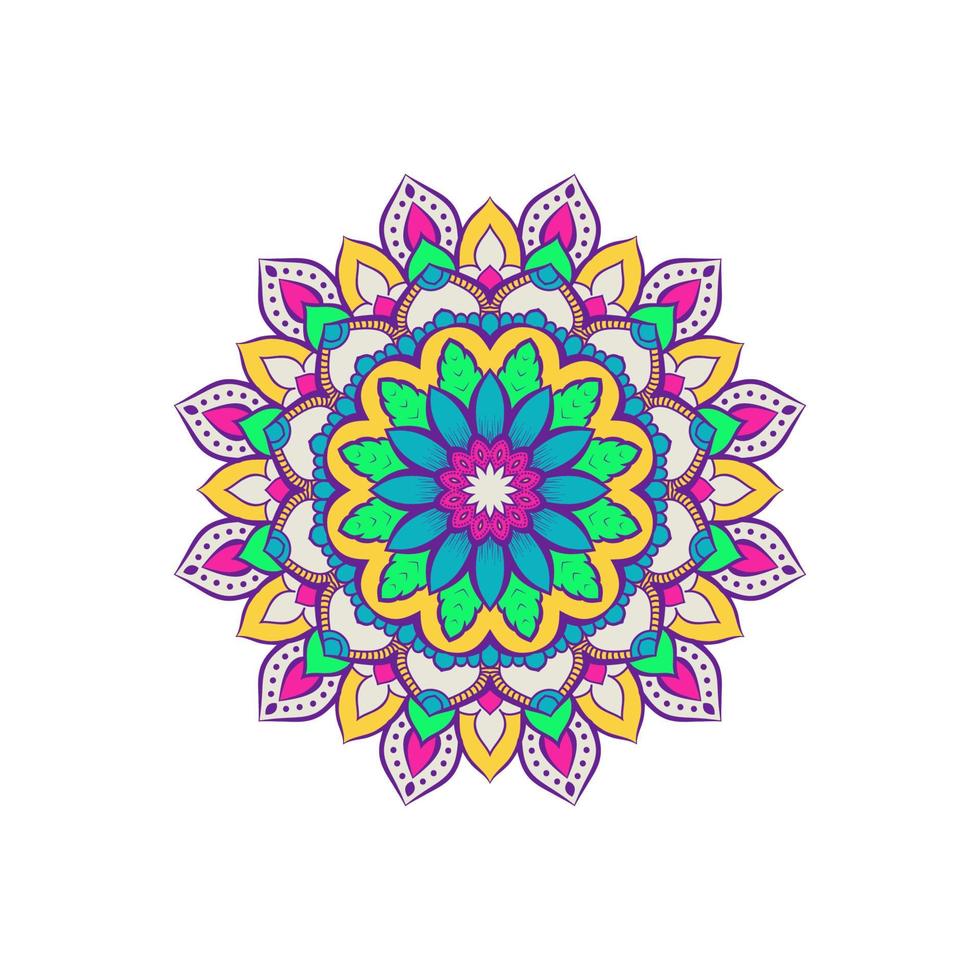 sfondo colorato mandala floreale. arte di doodle disegnato a mano di vettore. fiore decorativo. pagina del libro da colorare. vettore