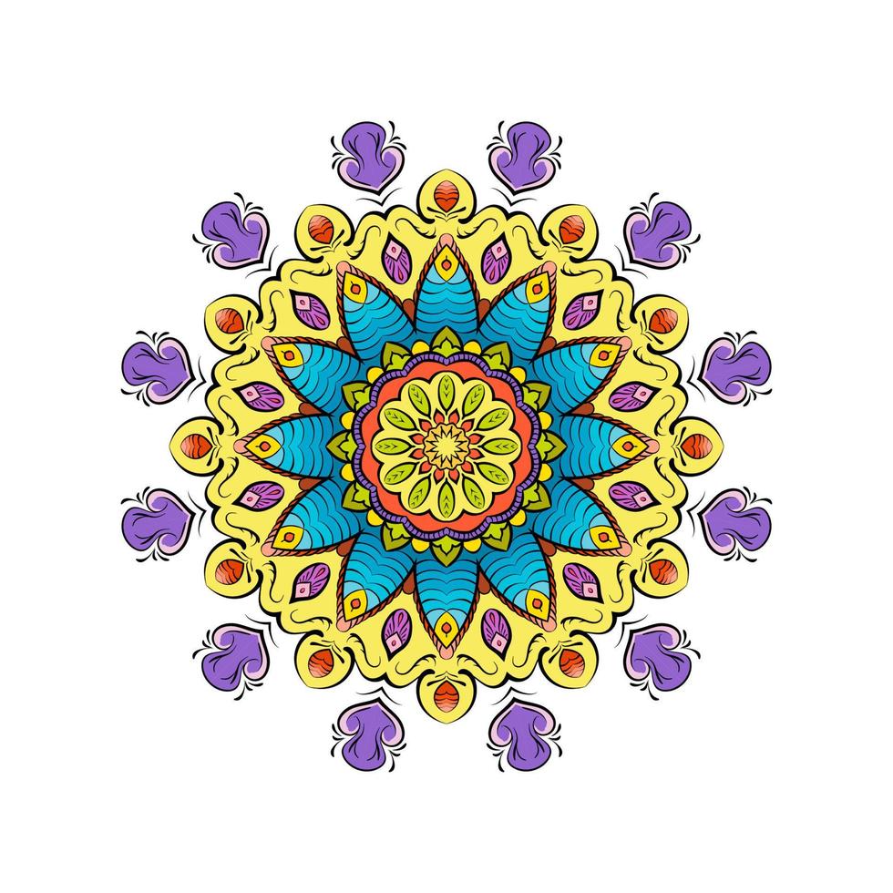 sfondo colorato mandala floreale. arte di doodle disegnato a mano di vettore. fiore decorativo. pagina del libro da colorare. vettore