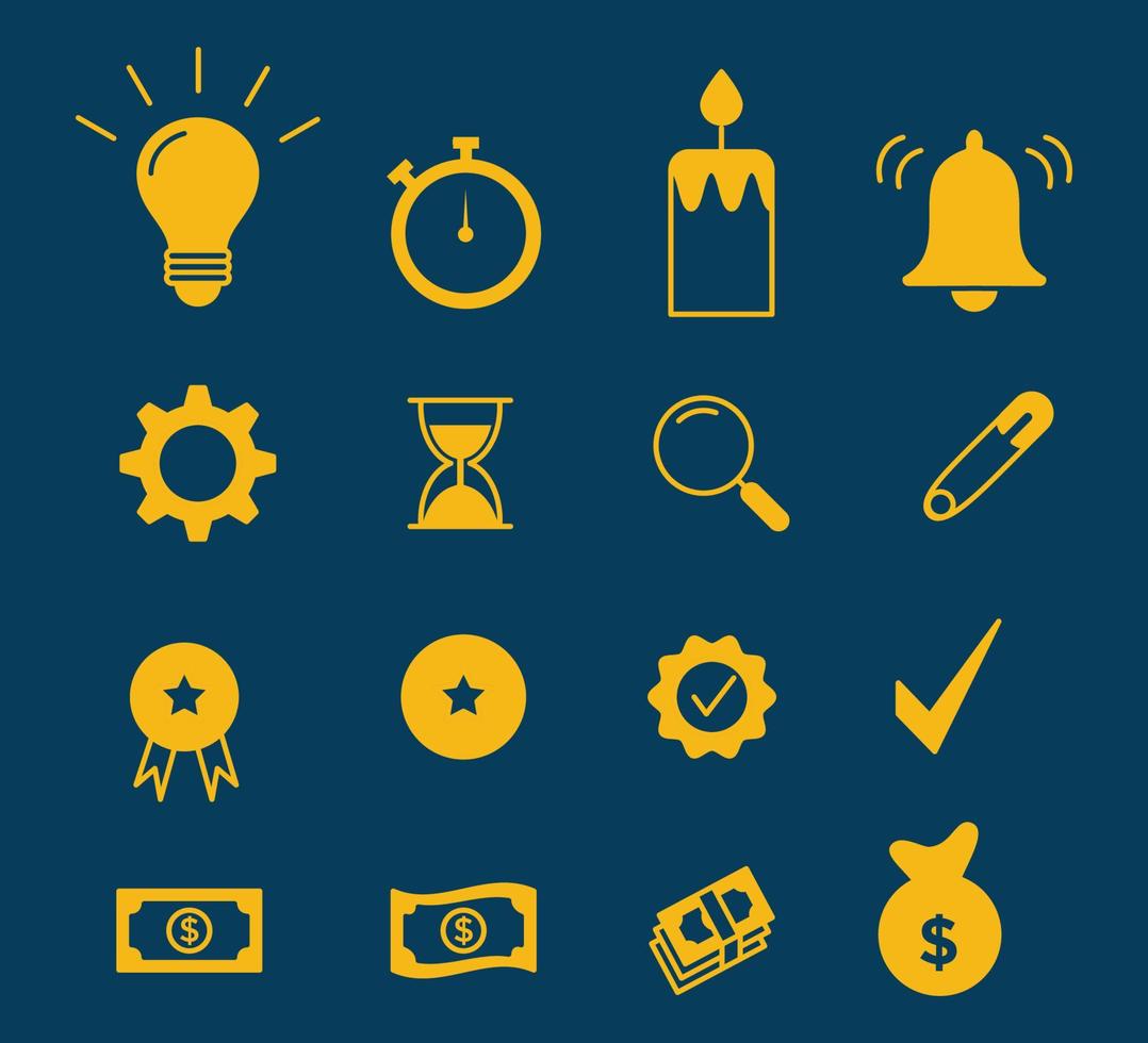 luce e denaro set di icone modello di progettazione logo vettoriale