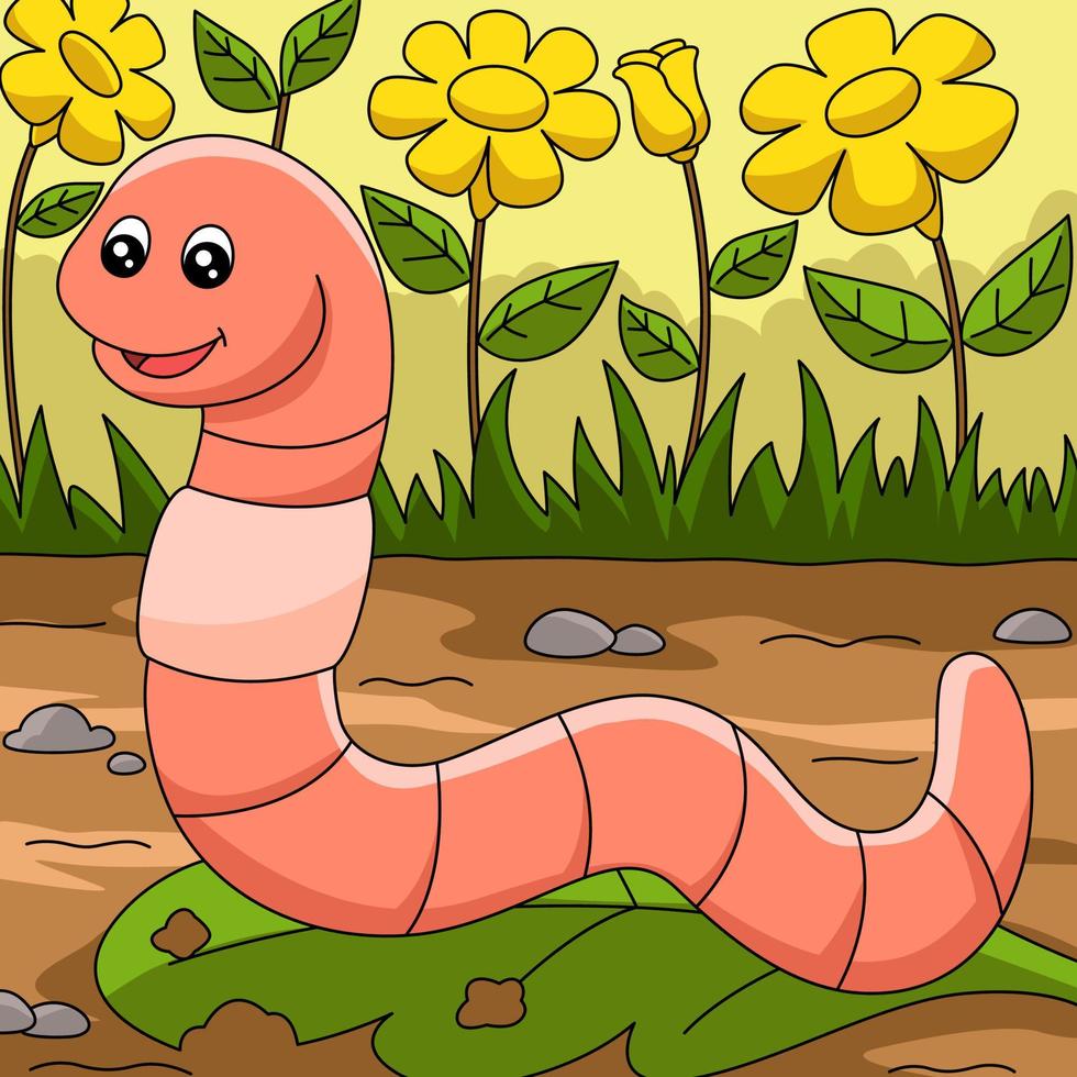 illustrazione della fattoria del fumetto colorato grande verme vettore
