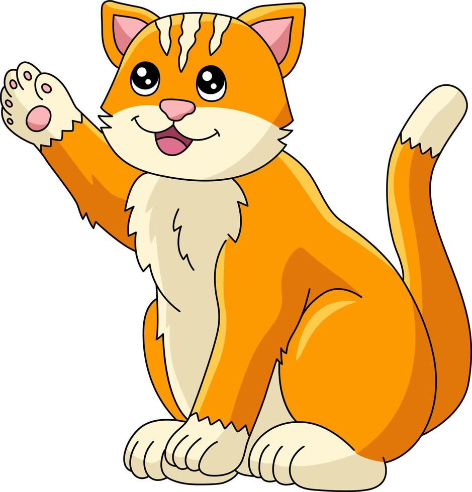 illustrazione clipart colorata del fumetto del gatto vettore