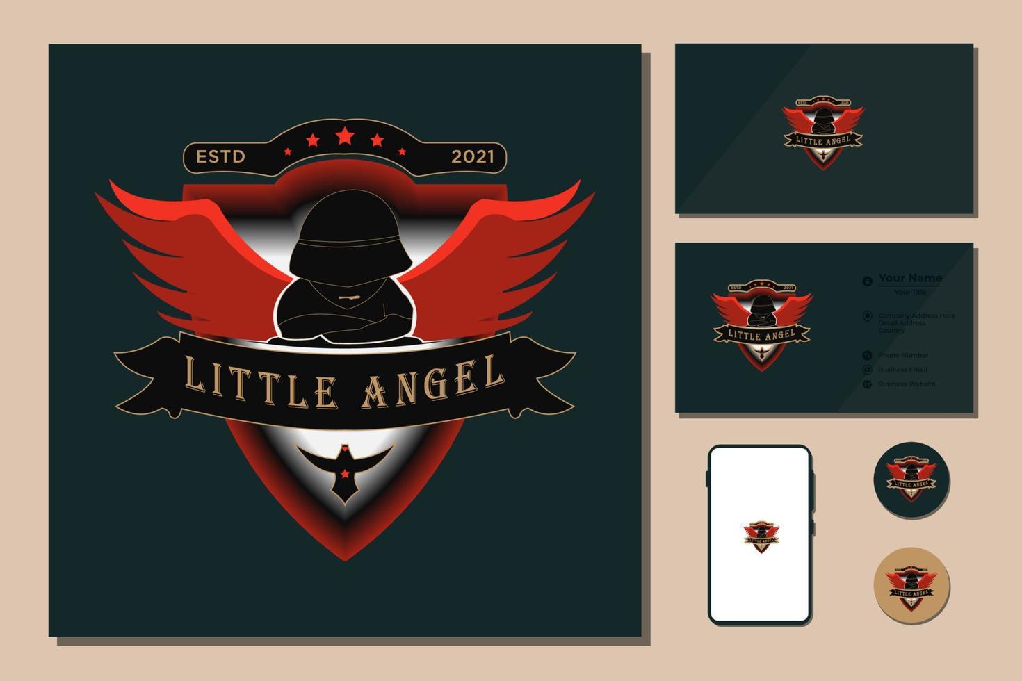 piccolo angelo logo design, illustrazione vettore