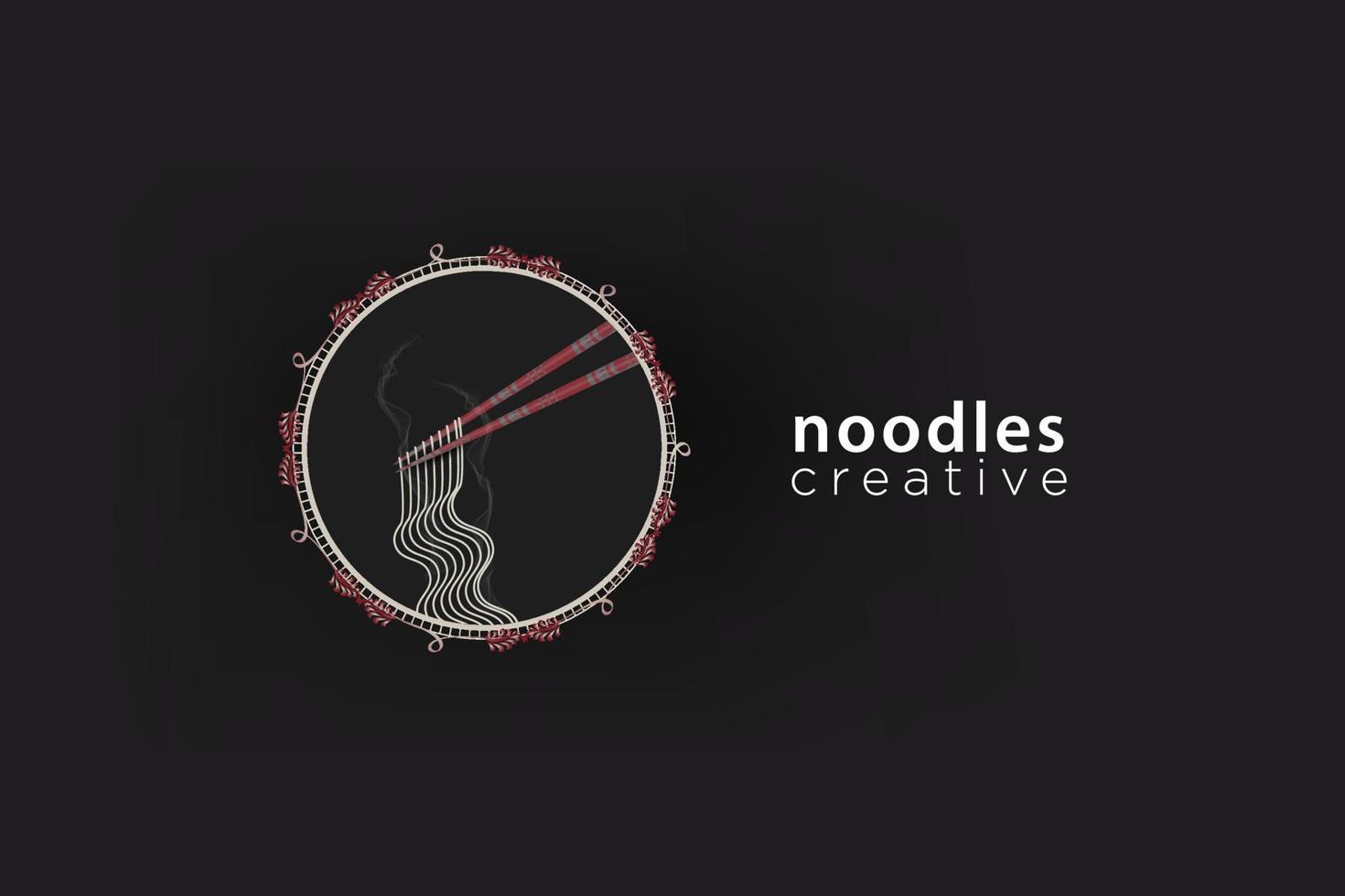 modello di progettazione del logo di noodle mie ramen e bacchette vettore