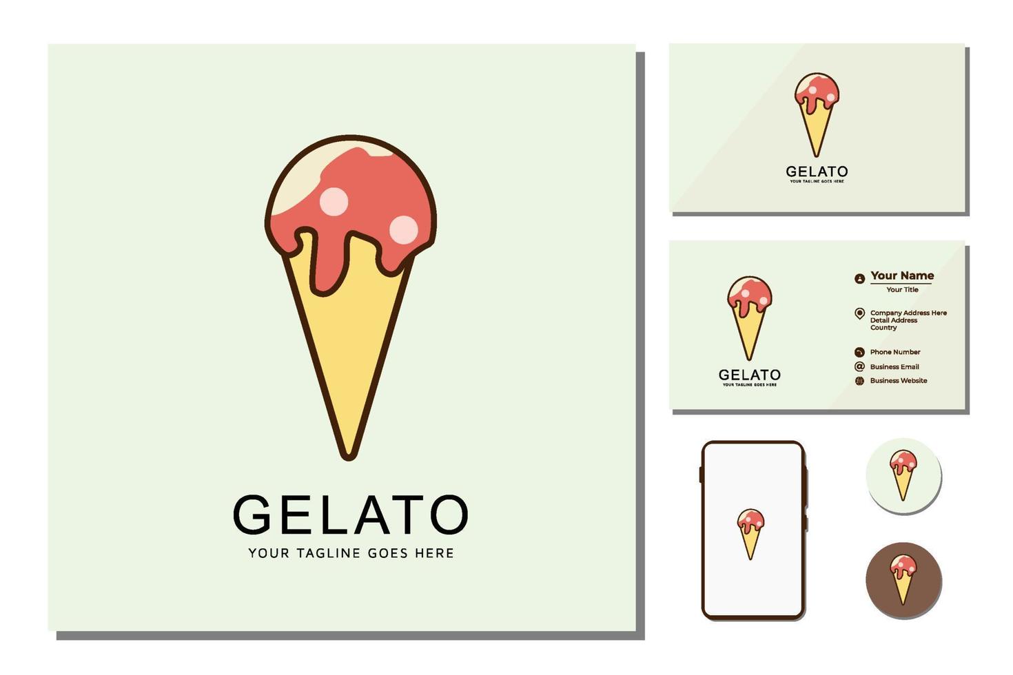 moderno e minimalista gelato colore liscio logo design icona vettore colore oro