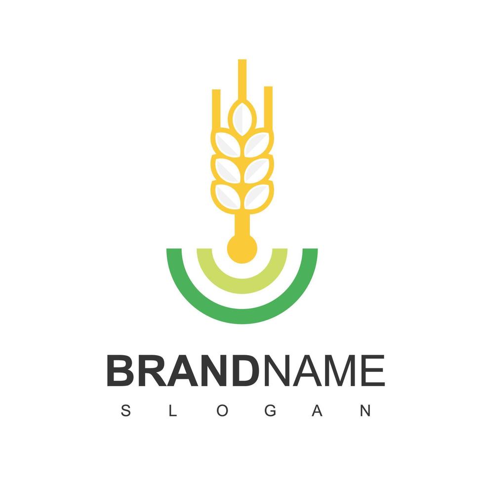 vettore di progettazione del logo della fattoria di grano