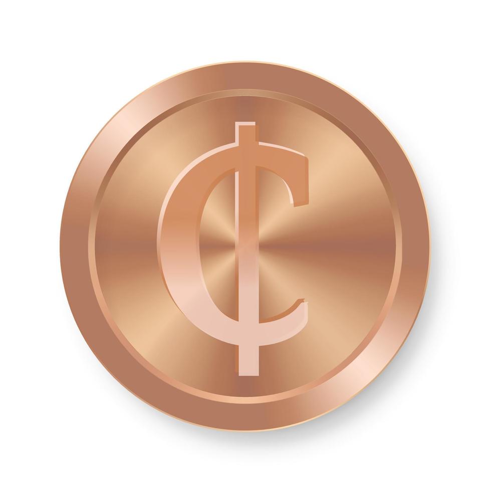 concetto di moneta cedi in bronzo di valuta web di internet vettore