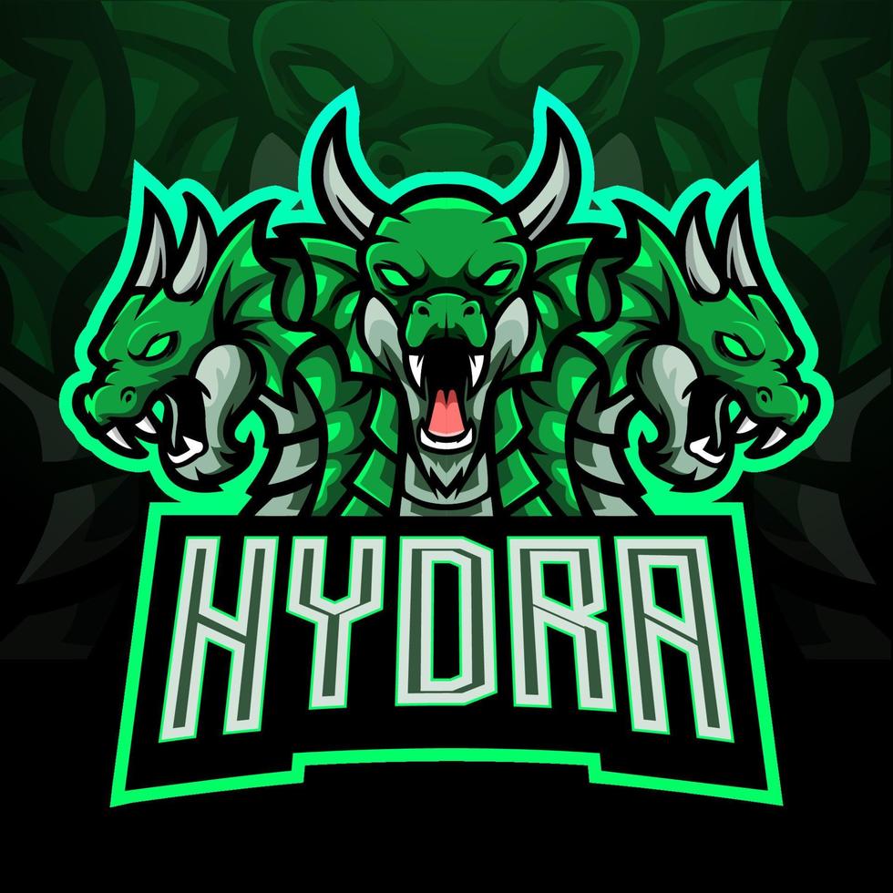 design della mascotte del logo hydra esport vettore