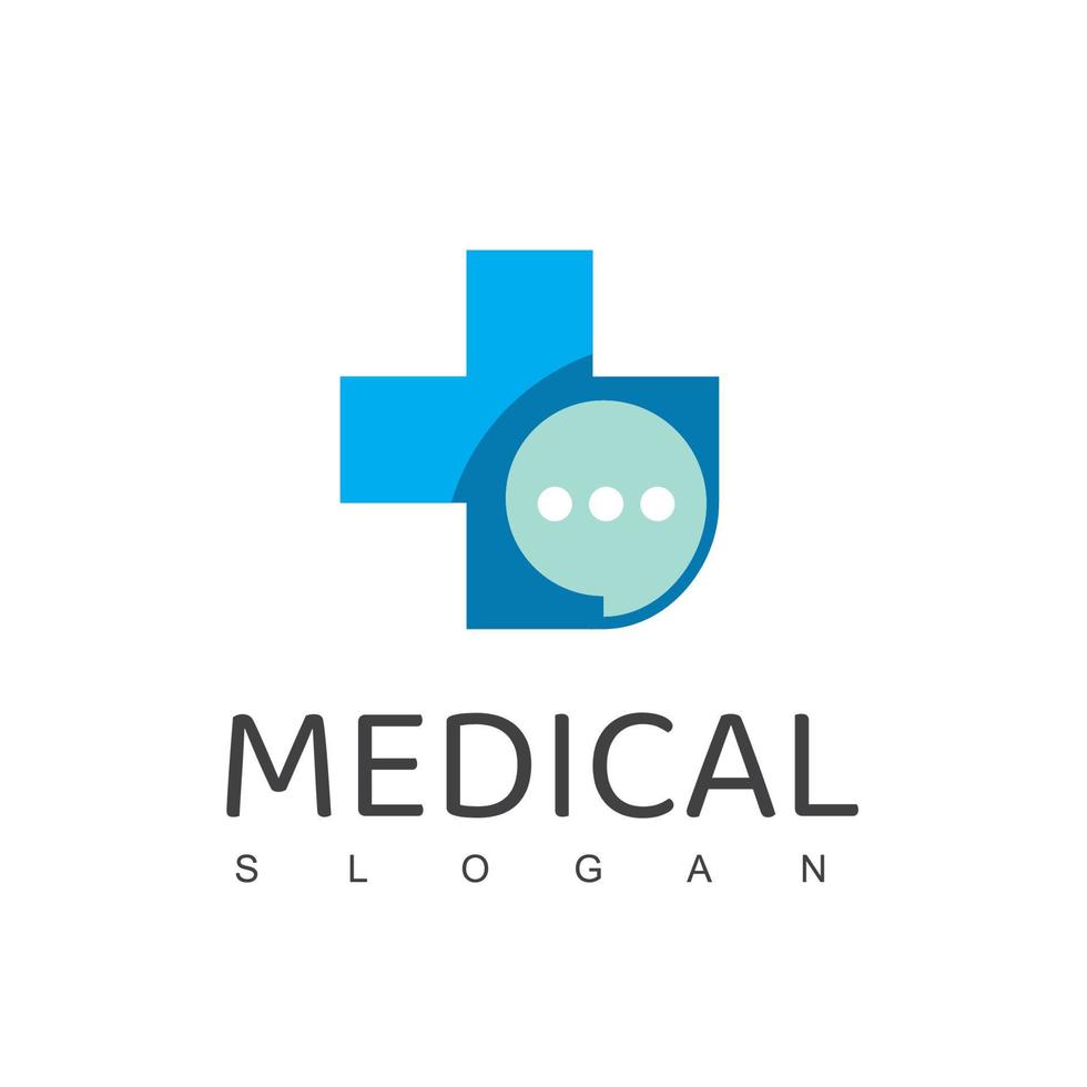 modello di progettazione del logo medico, consulenza sanitaria, simbolo del colloquio medico vettore