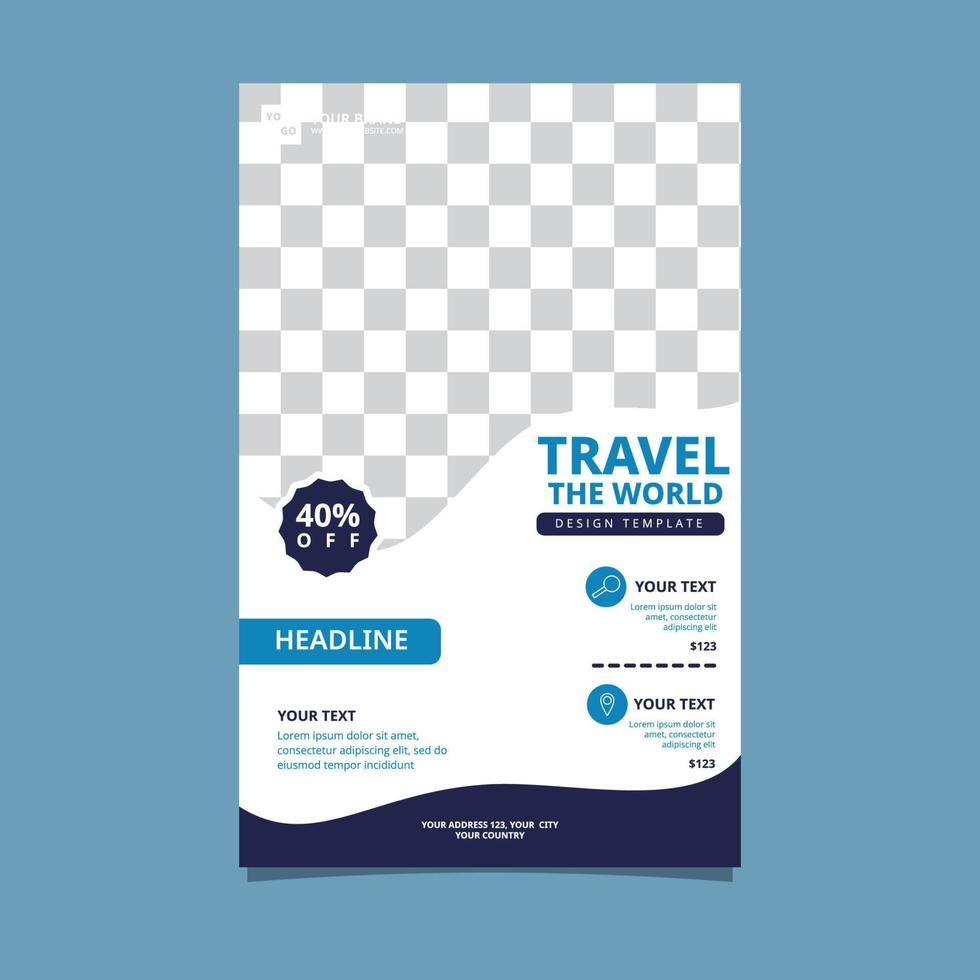 modello di progettazione dello spazio vuoto del manifesto dell'opuscolo del volantino delle vacanze di viaggio dell'onda di viaggio vettore