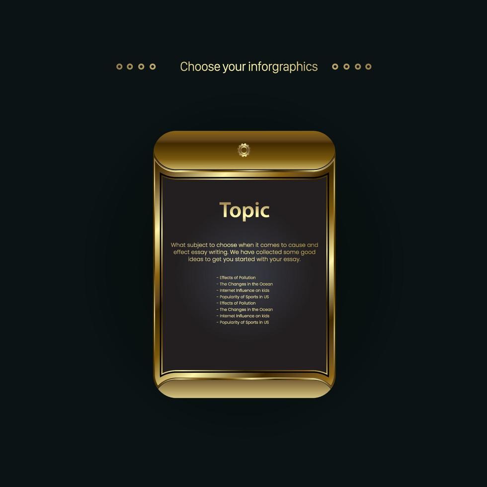 un pulsante web di ferro dorato su sfondo nero modella l'icona del design, utilizzato nei modelli di elementi di presentazione finanziaria e nel vettore, illustrazione vettore
