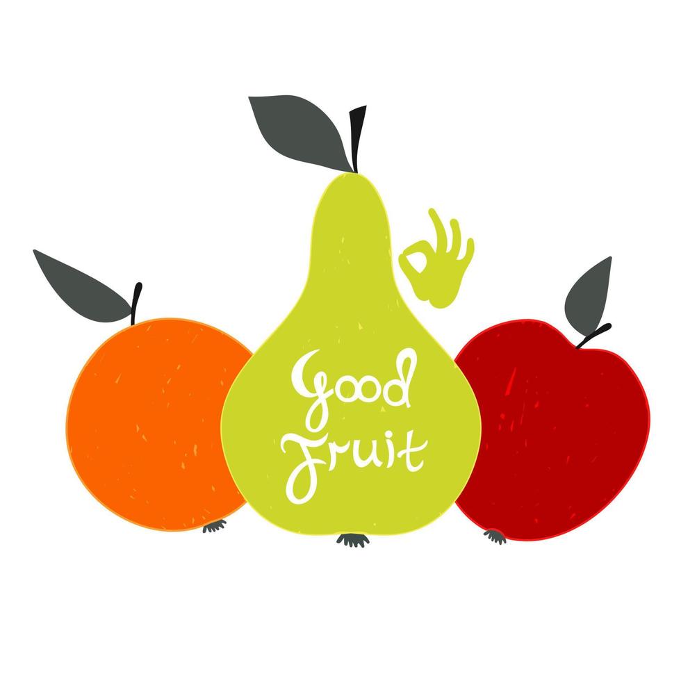 l'idea per il poster - la scritta buon cibo in una cornice di frutta e verdura. disegno vettoriale. vettore
