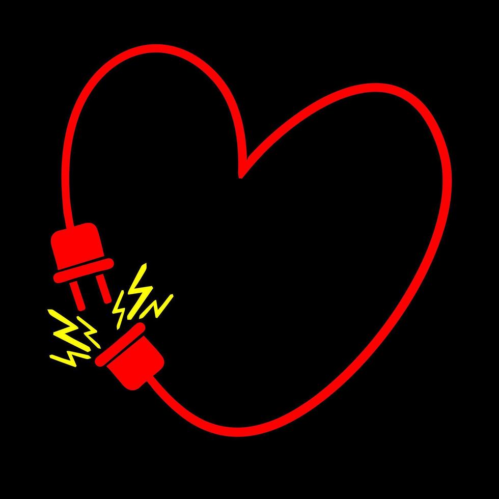 filo elettrico sotto forma di un corto circuito elettrico del cuore vettore