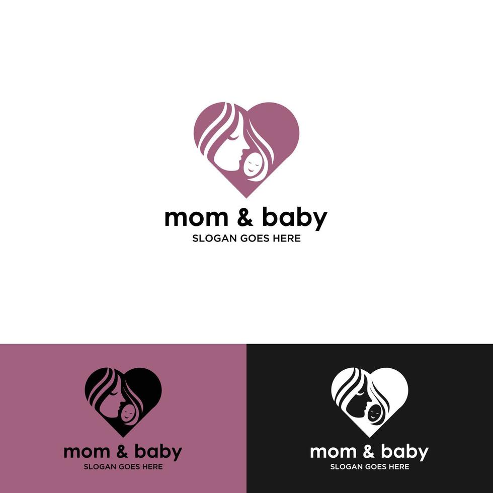 mamma e bambino madre bambino che nutre amore logo illustrazione festa della mamma vettore