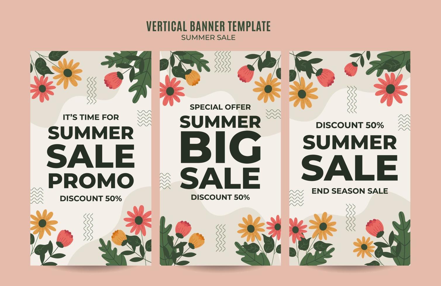 banner web di vendita felice estate per poster verticale, banner, area spaziale e sfondo dei social media vettore