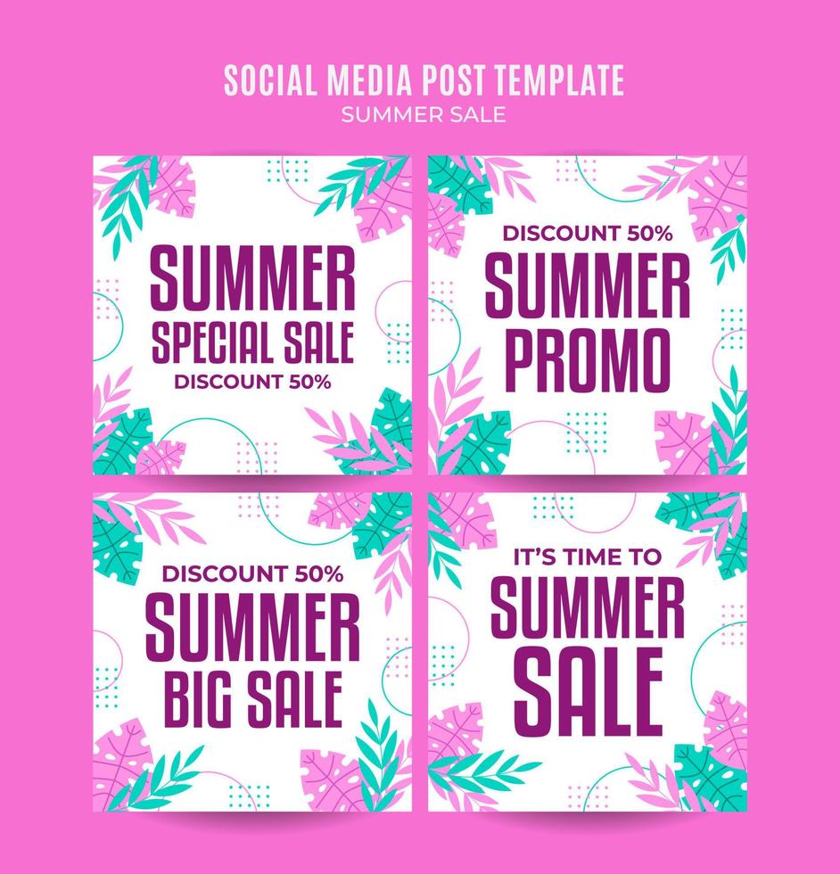 banner web di vendita di buona estate per poster quadrati, banner, area spaziale e sfondo dei social media vettore