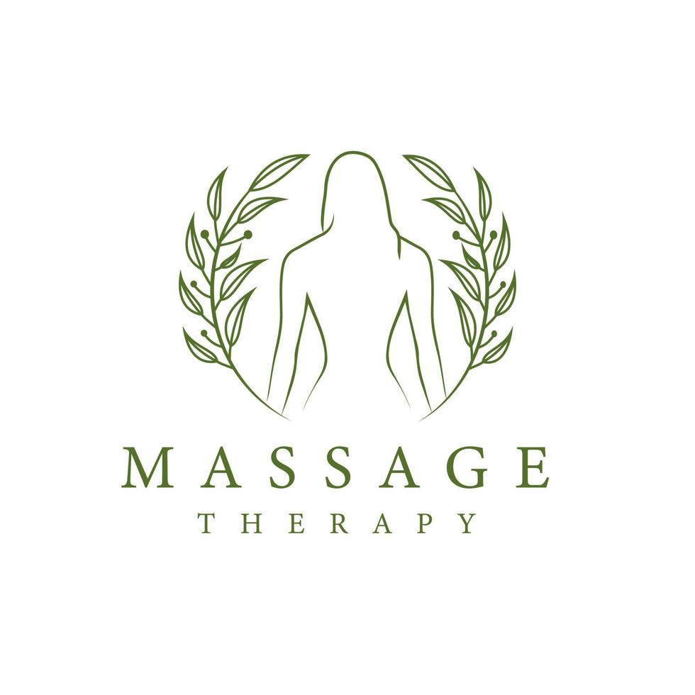 illustrazione vettoriale del logo della terapia di massaggio femminile rivolta all'indietro