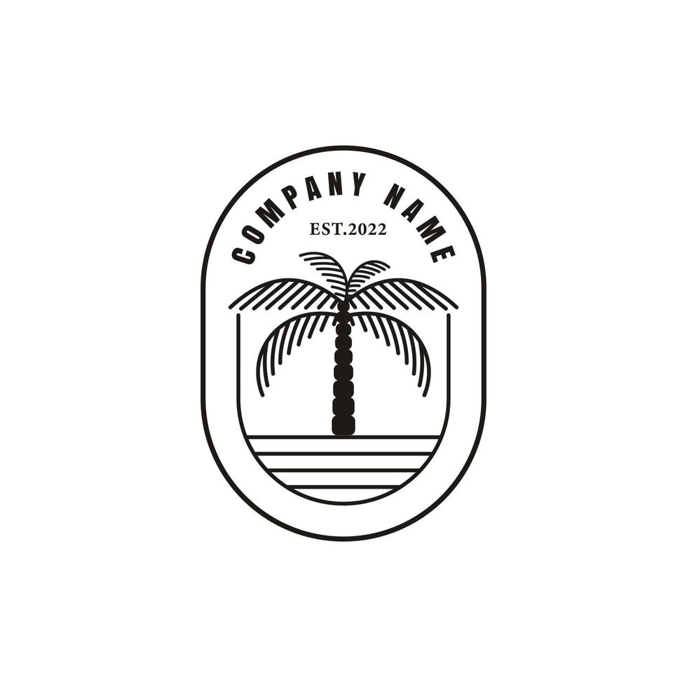 modello di disegno vettoriale logo vintage palma spiaggia