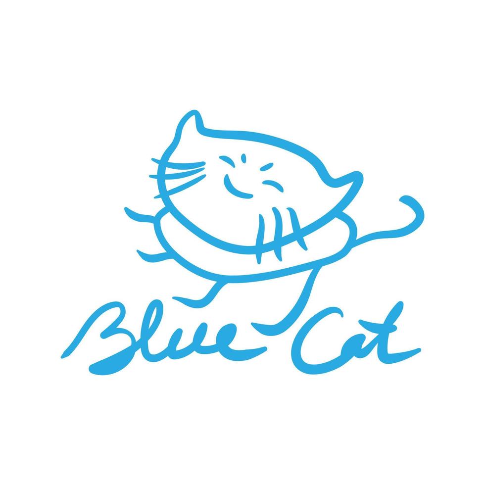 illustrazione vettoriale del logo del gatto blu