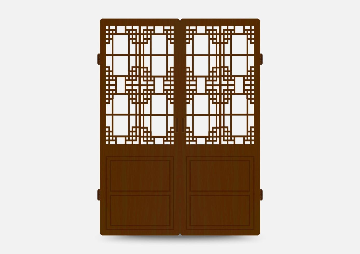 tradizionale motivo a cornice ornamento coreano. set di porte e finestre decorazione antica art. illustrazione vettoriale silhouette.